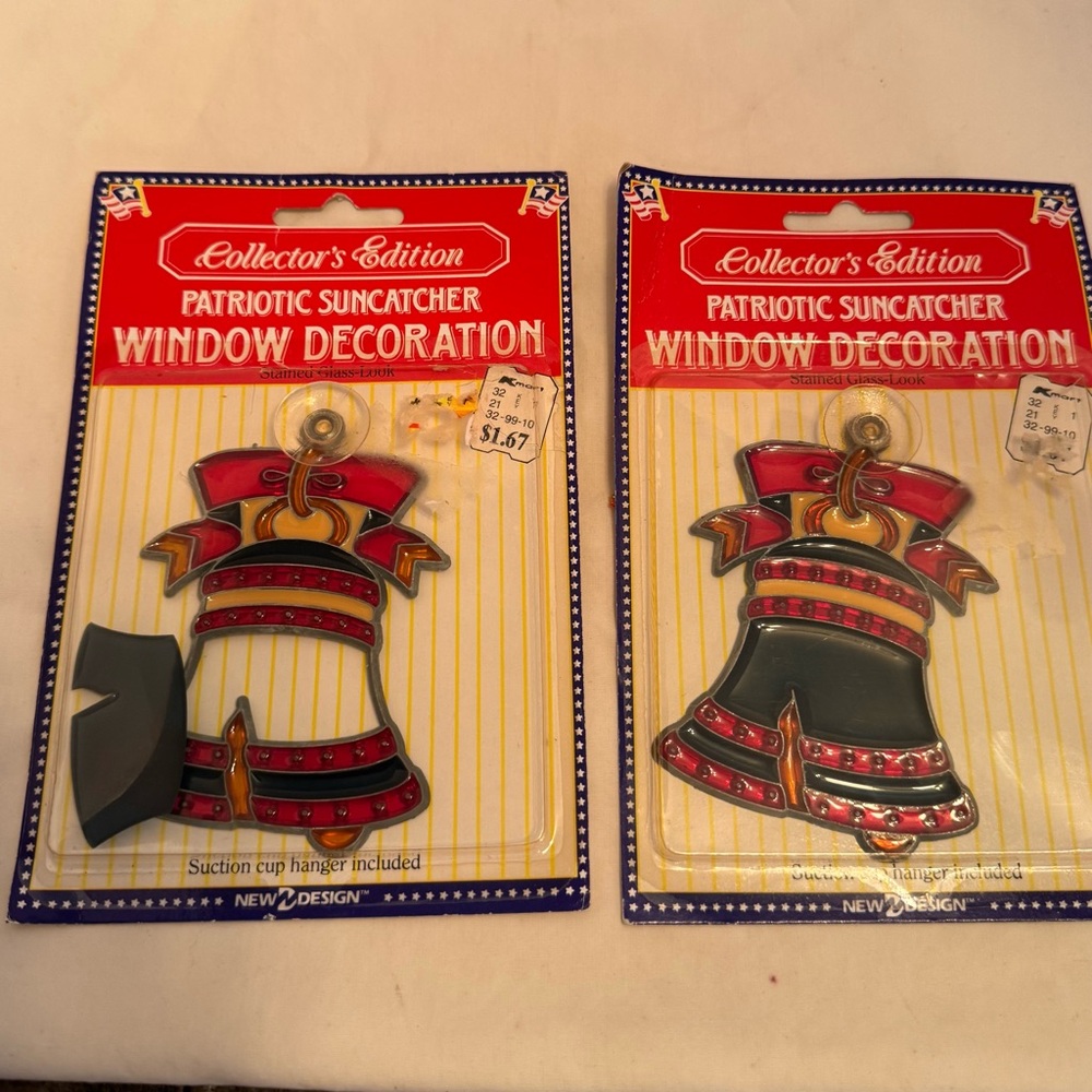 Vintage Patriotic Suncatcher Window Decoration Bell Design Christmas‎ Ornament